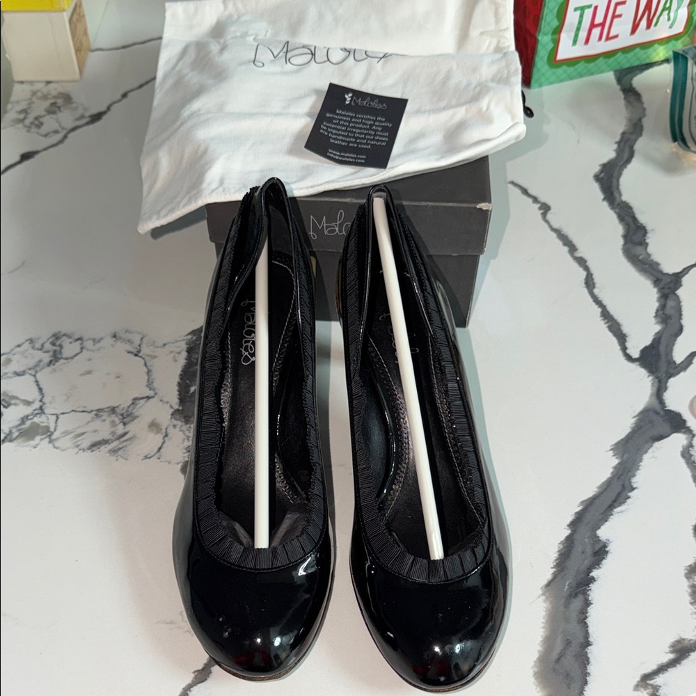 NIB Maloles Allia Black Patent Leather Women's Shoes Pump Sz 41